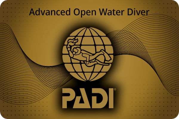 Tarjeta de certificación advanced open water diver PADI